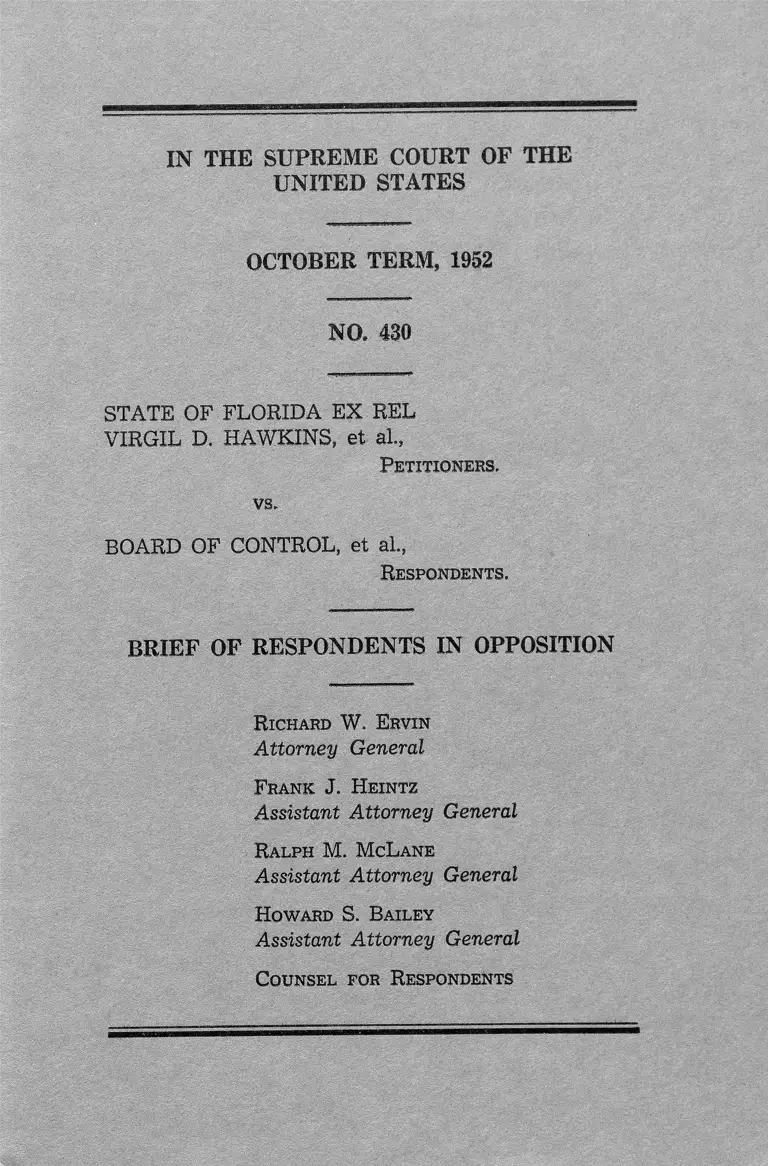 Florida v. Board of Control Brief of Respondents in Opposition preview