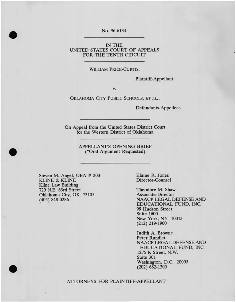 Price-Curtis v. Oklahoma City Public Schools Appellant's Opening Brief preview