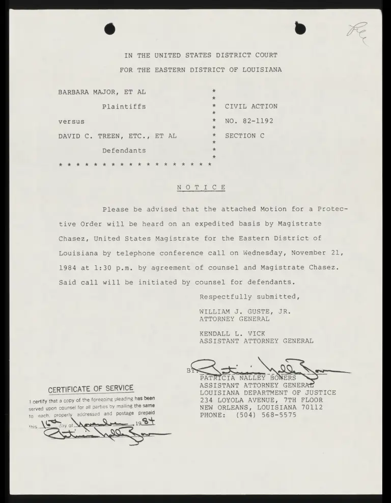 Notice of Motion for a Protective Order preview