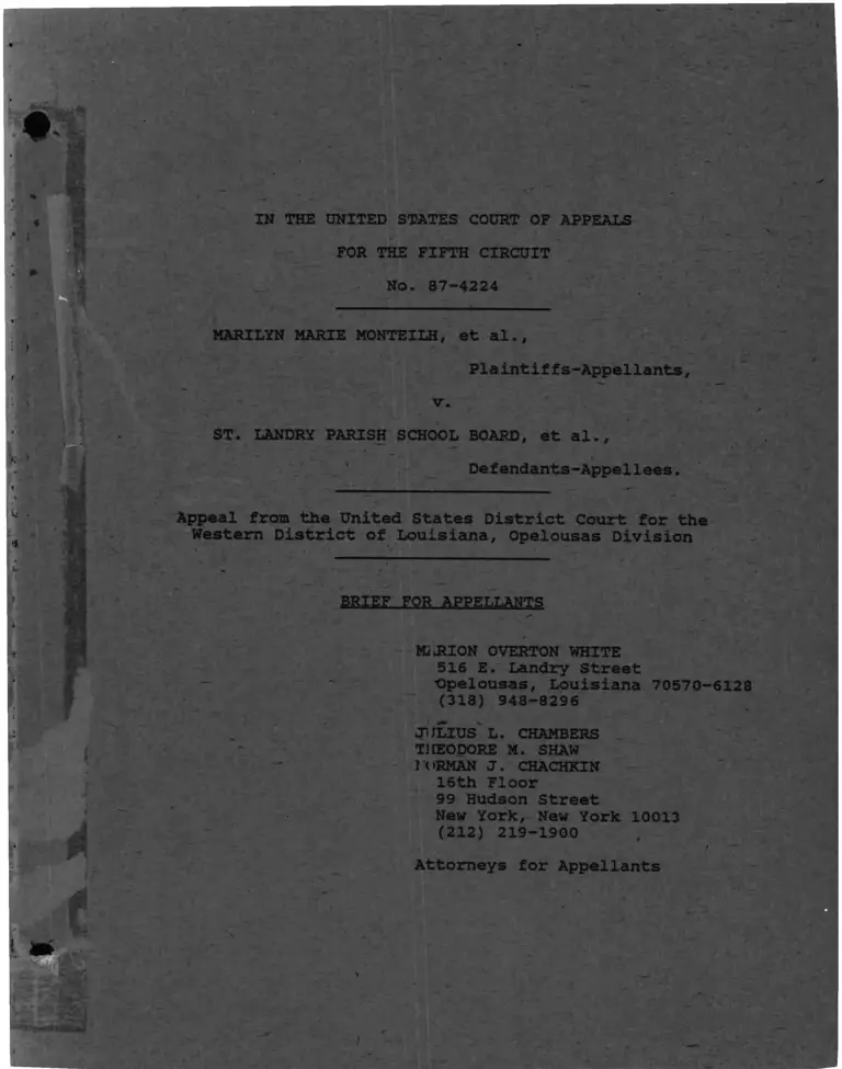 Monteilh v. St. Landry Parish School Board Brief for Appellants preview