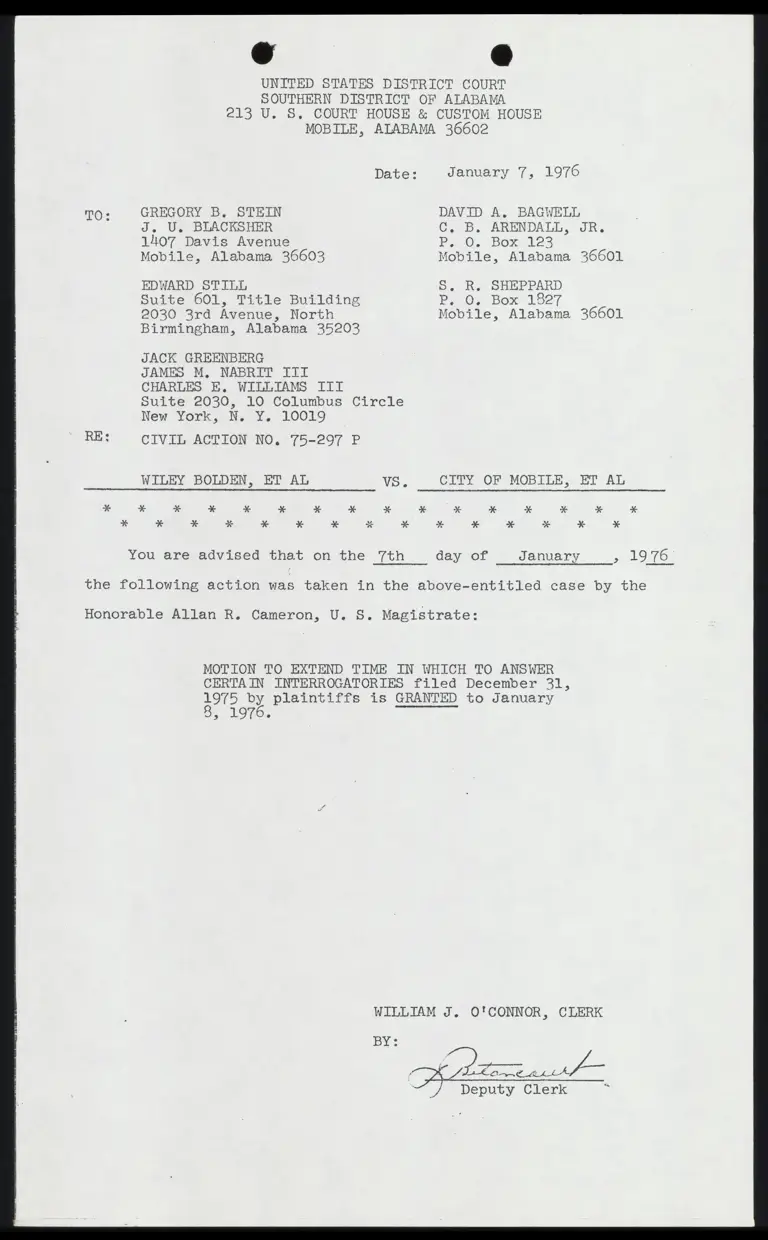 Motion to Extend Time in Which to Answer Certain Interrogatories preview