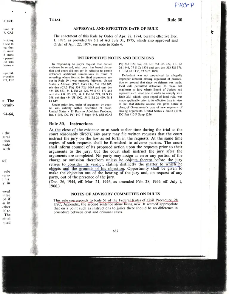 Legal Research on Rule 30 preview