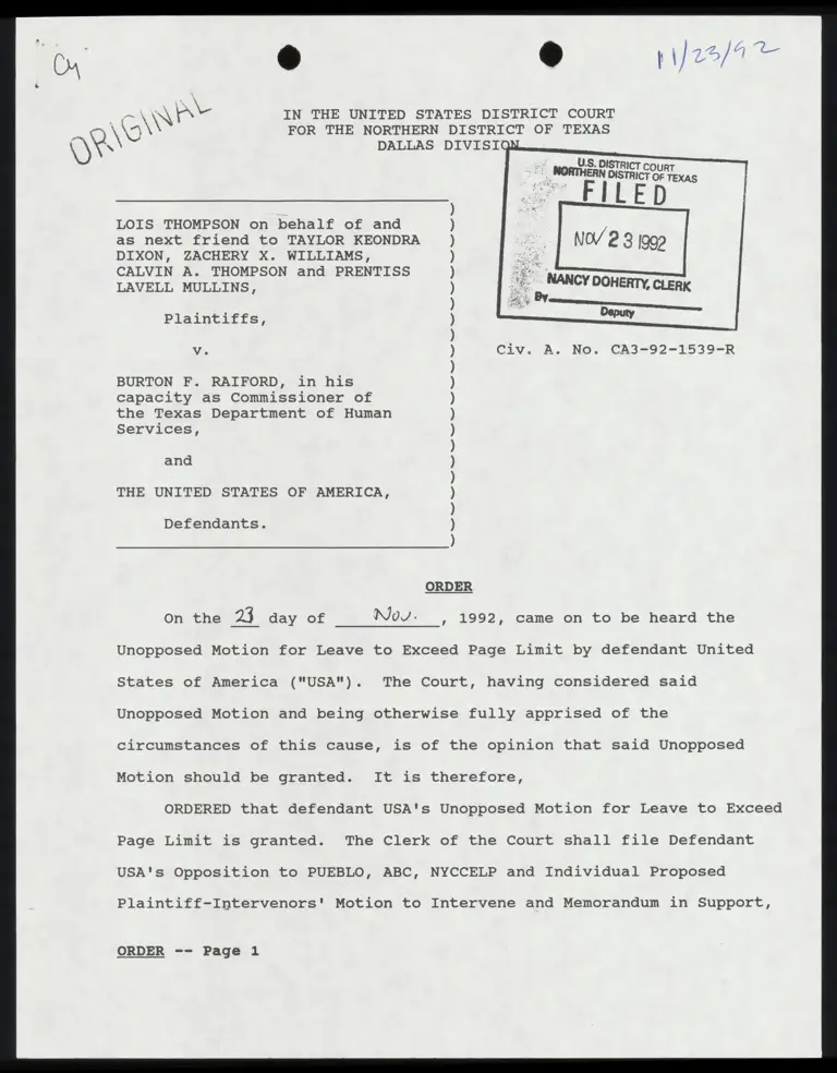 Order: Granted Unopposed Motion for Leave to Exceed Page Limit preview