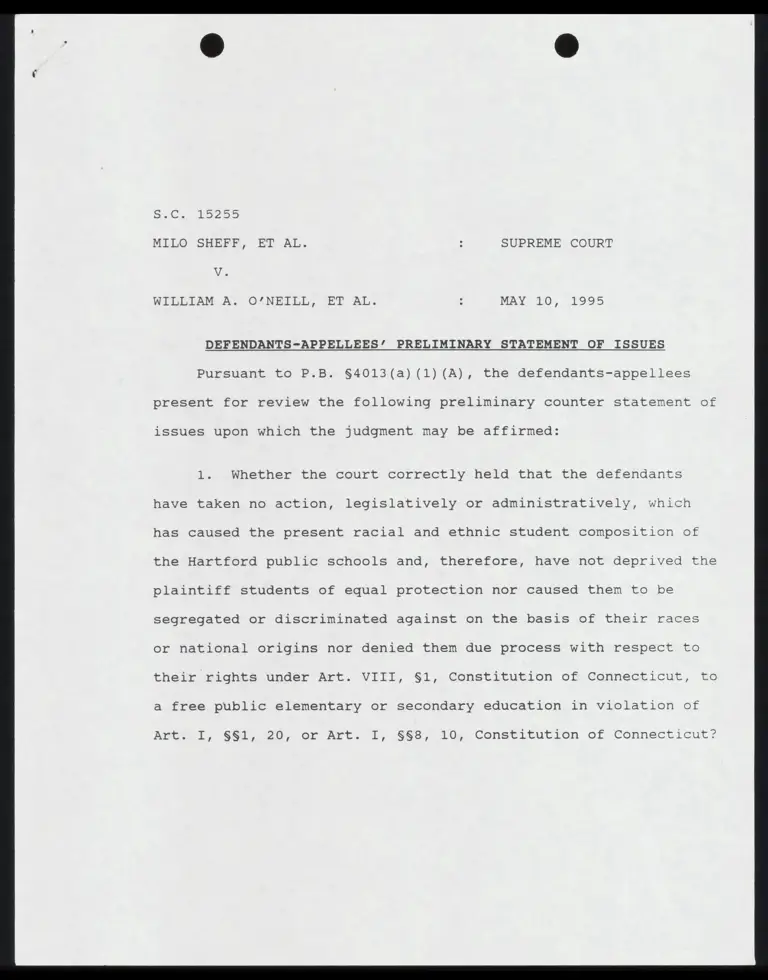 Defendants-Appellees' Preliminary Statement of Issues preview