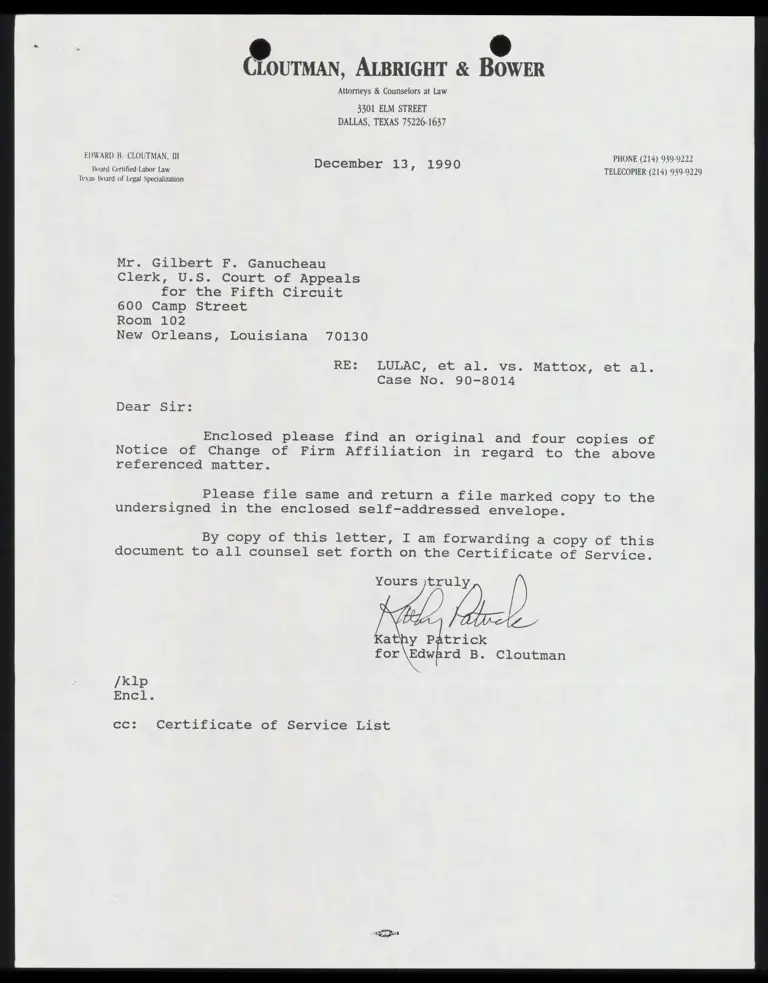 Notice of Change of Firm Affiliation preview