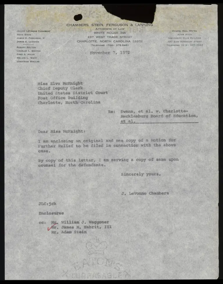 Correspondence from Chambers to Clerk Re: Motion for Further Relief preview