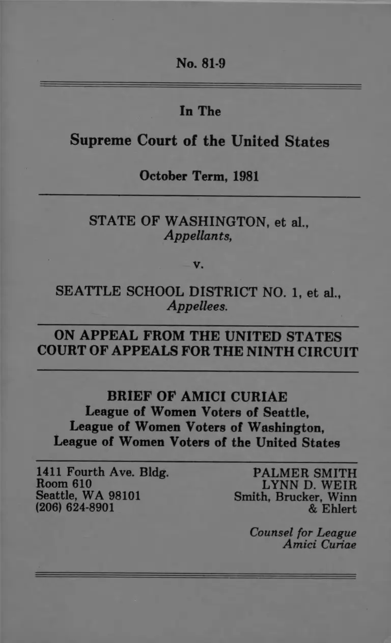 Washington State v. Seattle School District No. 1 Brief Amici Curiae preview