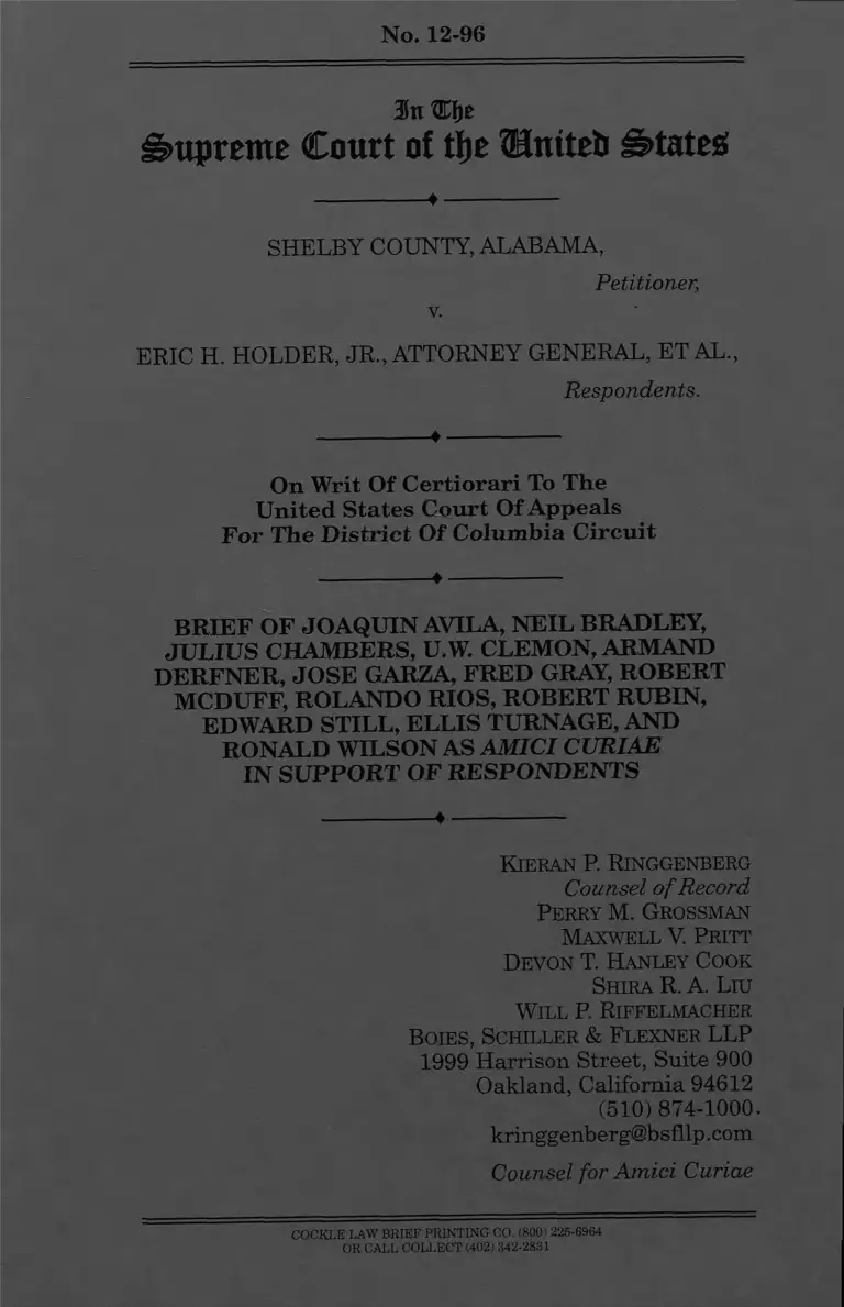 Shelby County v. Holder Brief Amicus Curiae preview