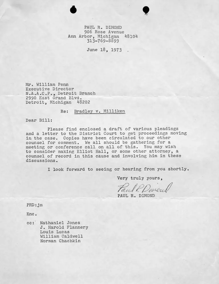 Letter from Dimond to Co-Counsel RE Draft of Pleadings and Letter to District Court preview
