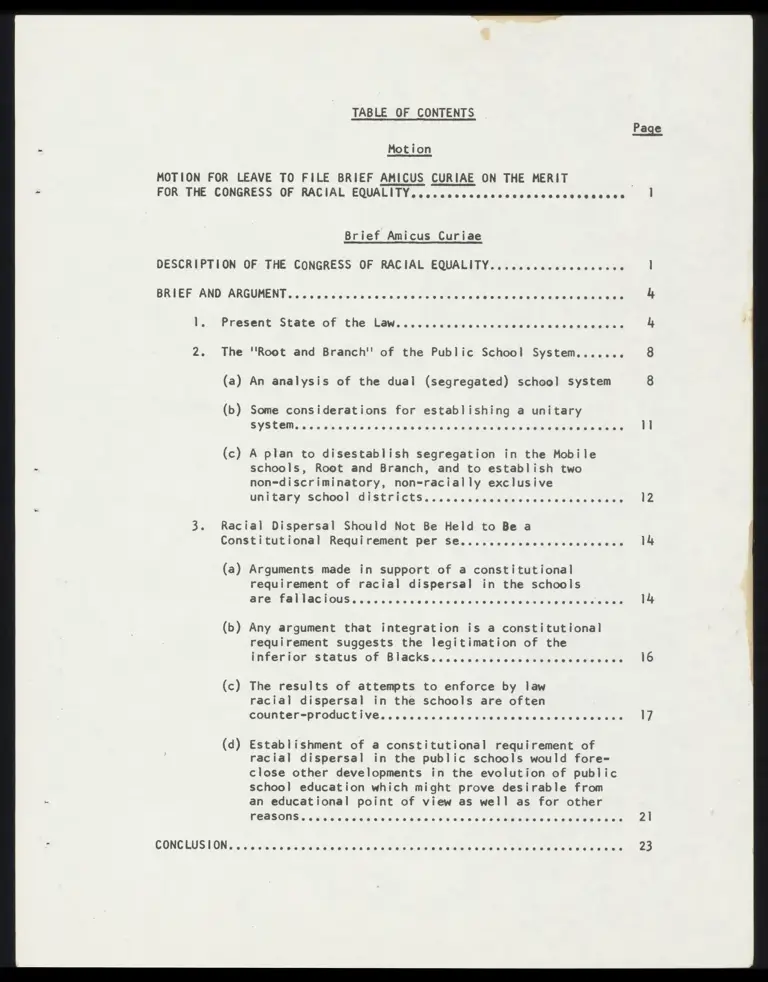 Motion for Leave to File Brief Amicus Curiae on the Merit and Brief Amicus Curiae for the Congress of Racial Equality preview