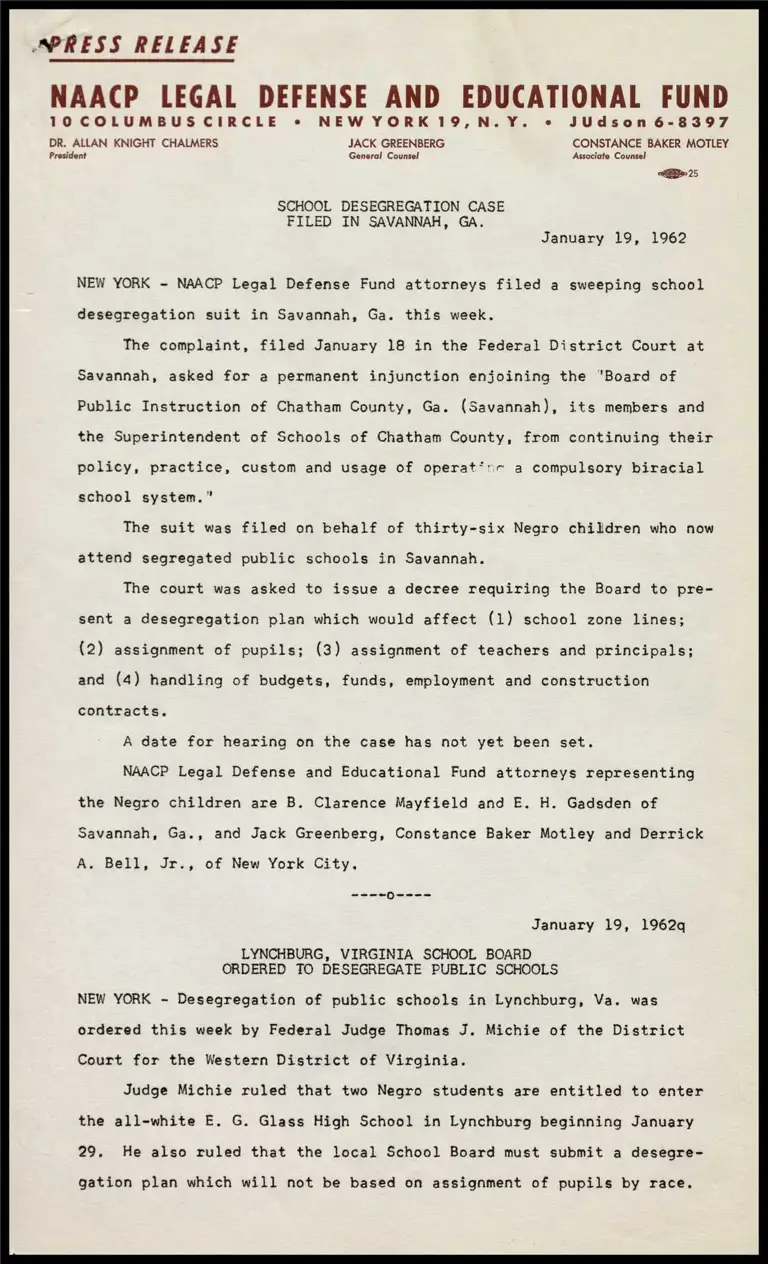 School Desegregation Case Filed in Savannah, GA. preview