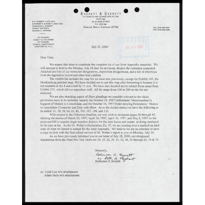 Letter to Smiley from Everett RE: Joint Appendix Materials preview