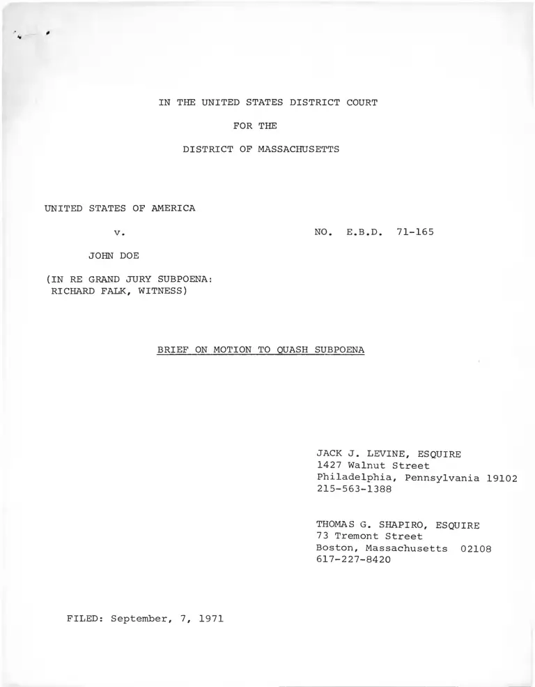 United States v. Falk Brief on Motion to Quash Subpoena preview
