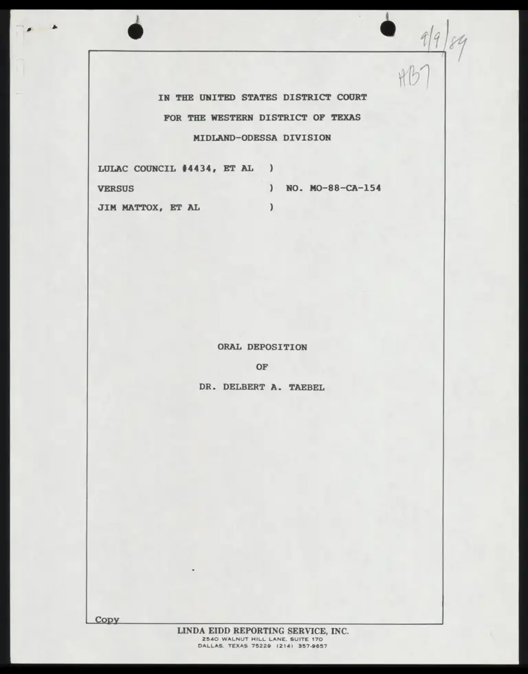 Oral Deposition of Dr. Delbert A. Taebel preview