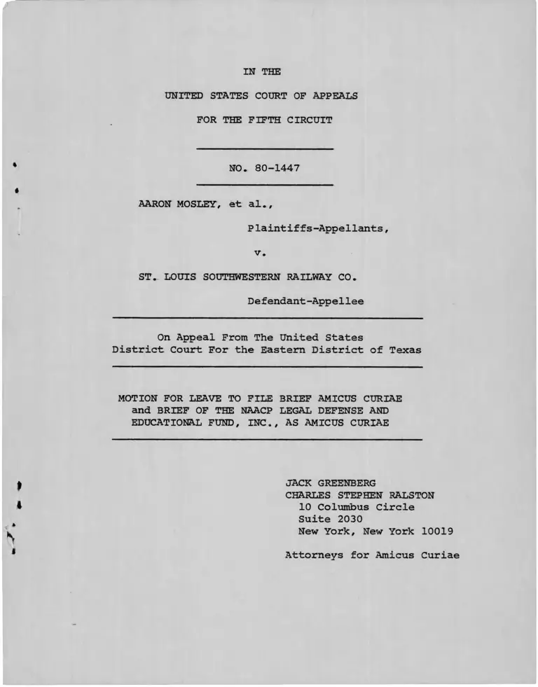 Mosley v. St. Louis Southwestern Railway Co. Motion for Leave to File and Brief Amicus Curiae preview