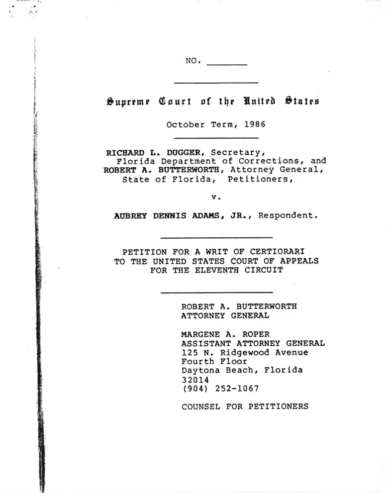 Dugger v. Butterworth Petition for a Writ of Certiorari to the US Court of Appeals for the Eleventh Circuit preview
