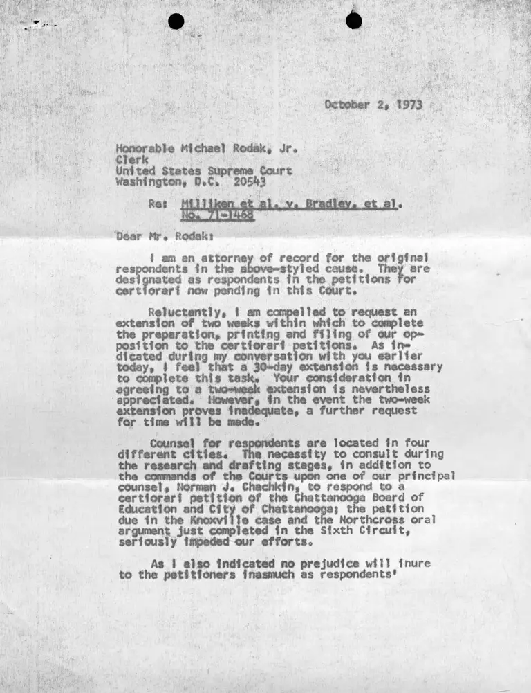Letter from Jones to Rodak RE: Request for Extension preview