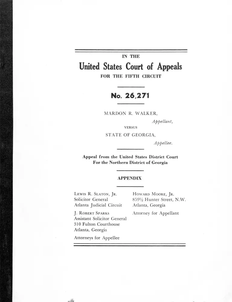 Walker v. Georgia Appendix preview