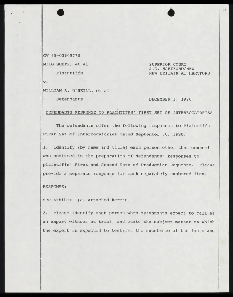 Defendants Response to Plaintiffs' First Set of Interrogatories preview