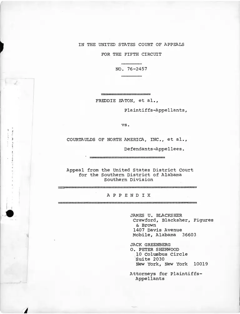 Eaton v. Courtaulds of North America, Inc. Appendix preview
