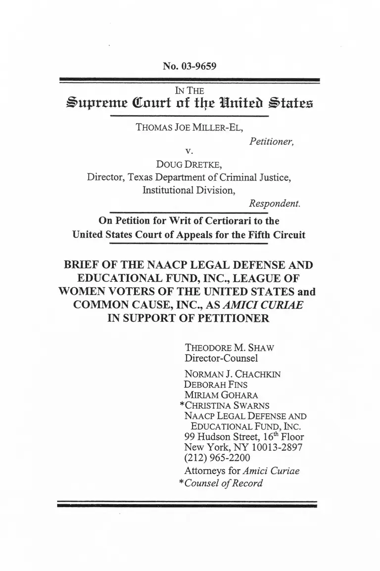 Miller-El v. Dretke Brief Amici Curiae in Support of Petitioner preview