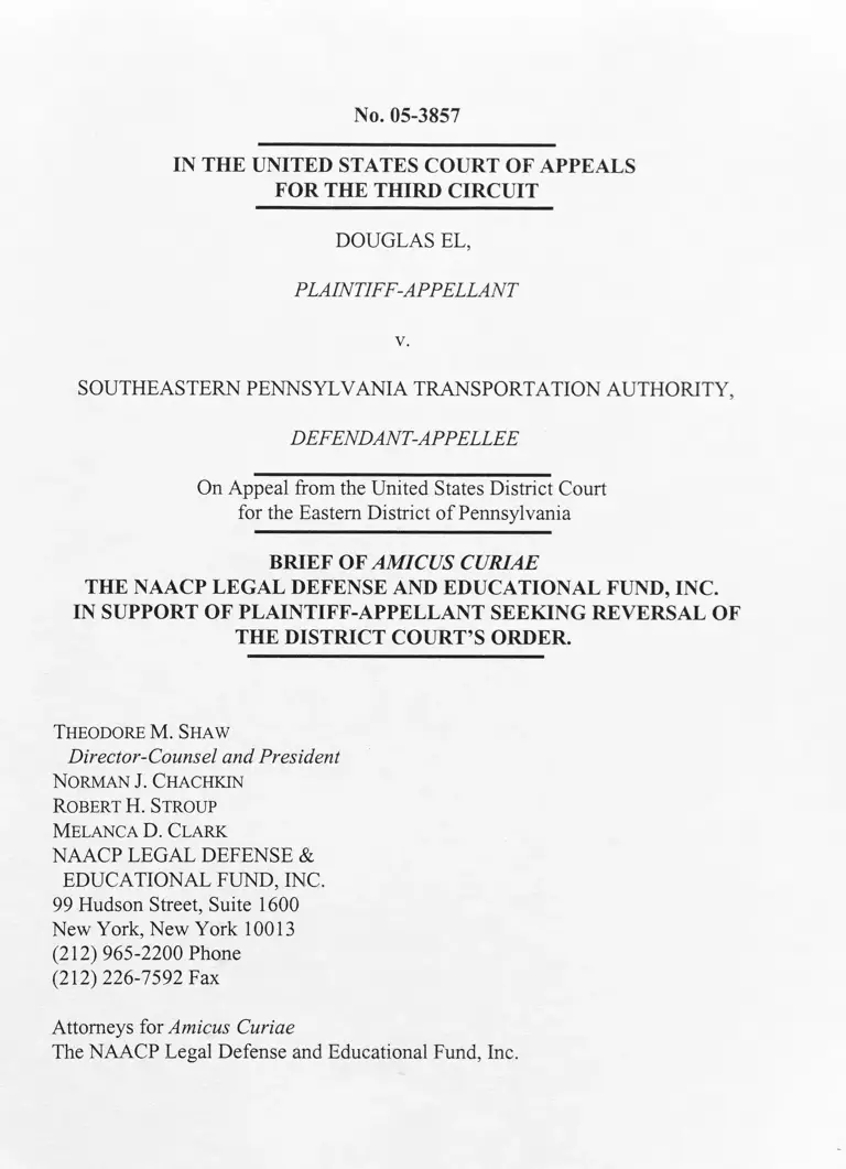 El v. Southeastern Pennsylvania Transportation Authority Brief of Amicus Curiae in Support of Plaintiff-Appellant Seeking Reversal of the District Court's Order preview