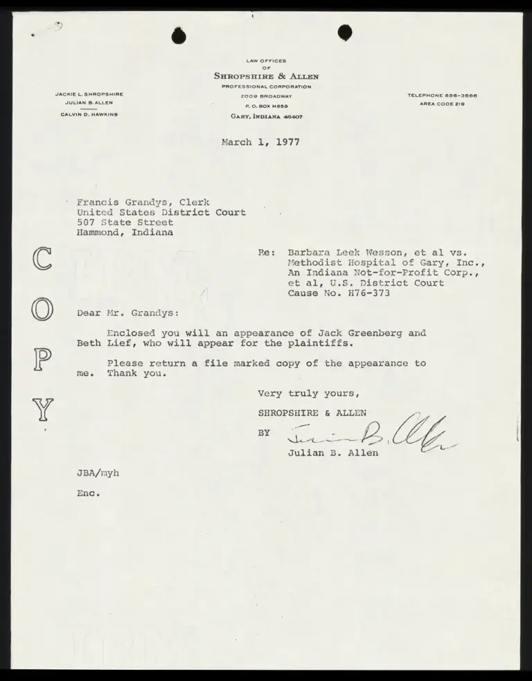 Copies of Notices of Appearance for Lief and Greenberg preview