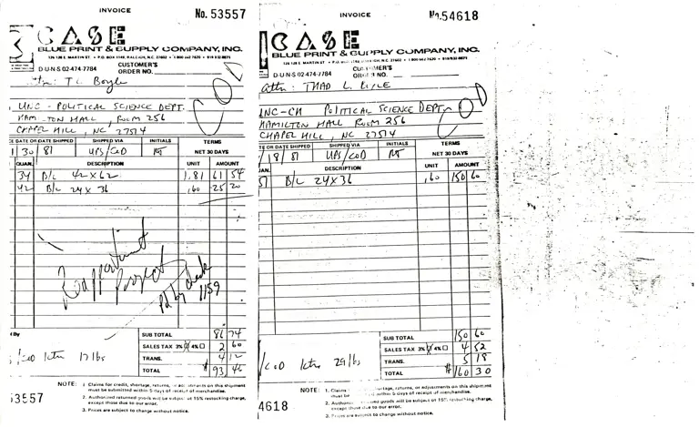 Receipts for Case Blue Print and Supply Company preview