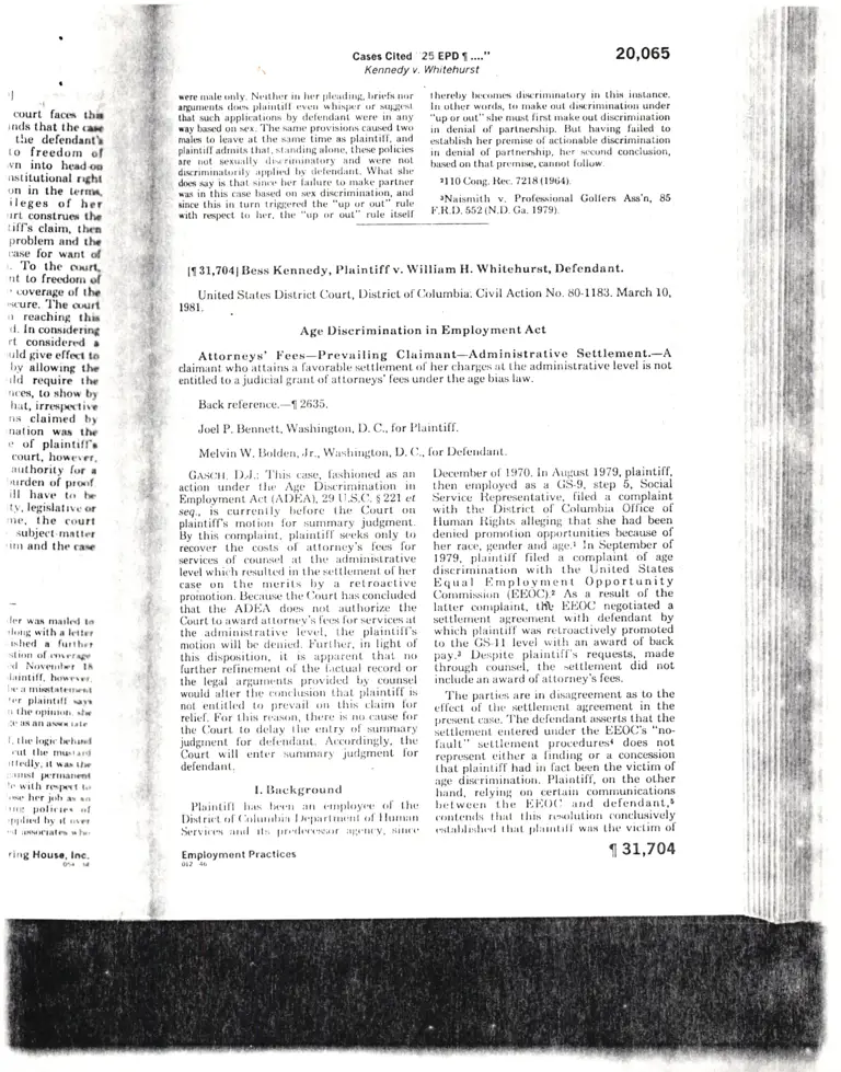 Kennedy v. Whitehurst Court Opinion preview