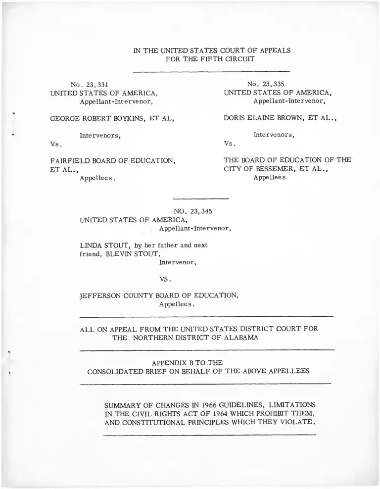 United States v. Jefferson County Board of Education Appendix B to the Consolidated Brief on Behalf of Appellees preview