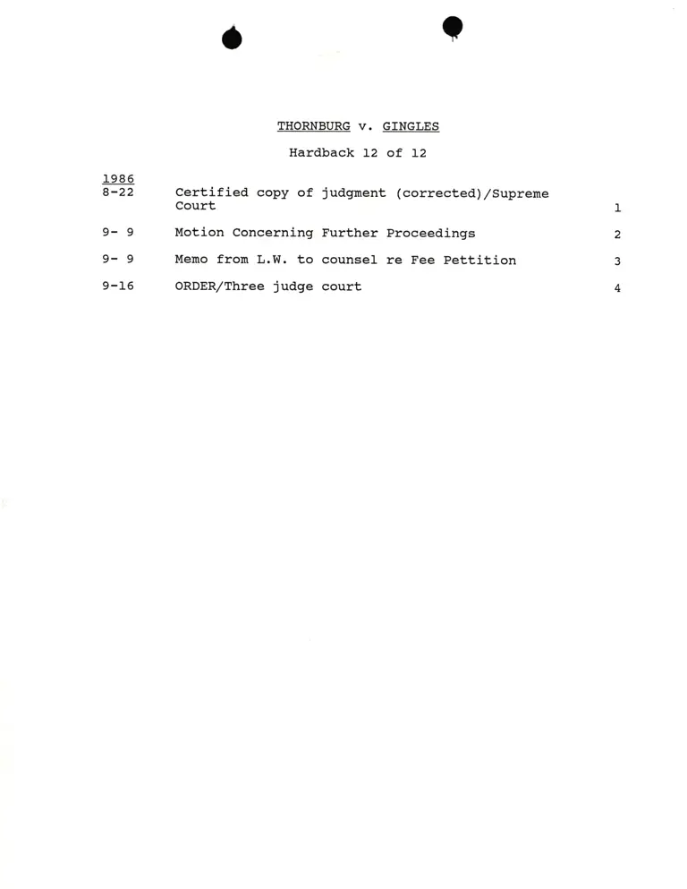 Thornburg v. Gingles Hardback 12 Index preview