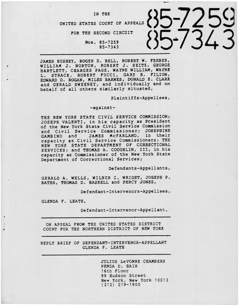 Bushey v The New York State Civil Service Commission Reply Brief of Defendant-Intervenor-Appellant preview