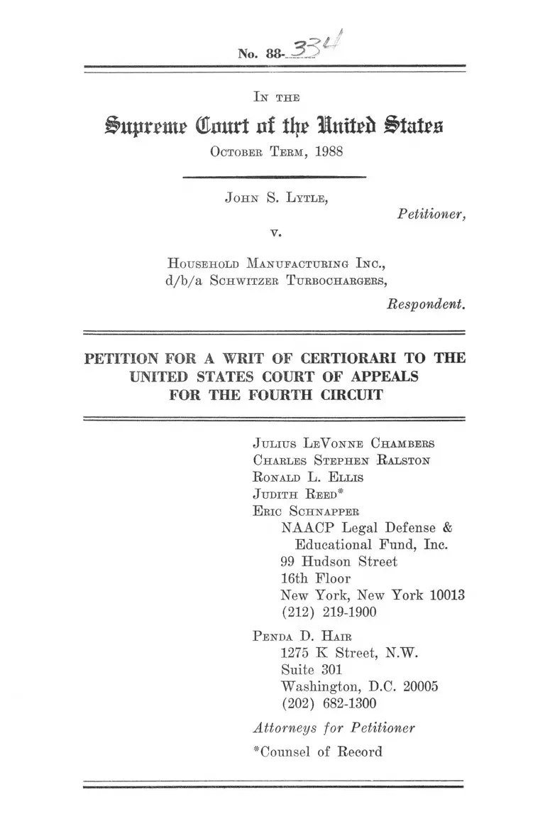 Lytle v. Household Manufacturing Inc. Petition for Writ of Certiorari preview