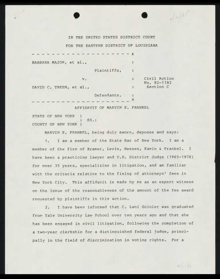 Affidavit of Marvin E. Frankel preview