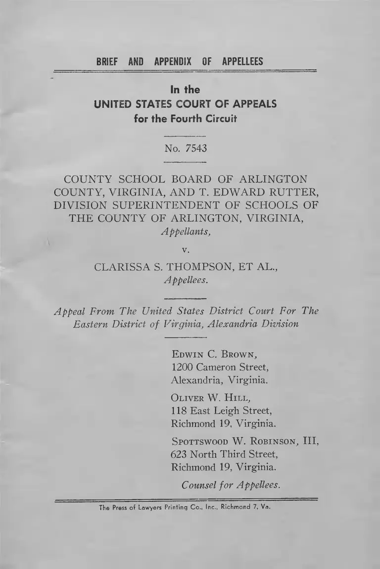 County School Board of Arlington County, VA v. Thompson Brief and Appendix of Appellees preview