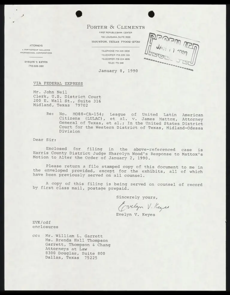 Judge Wood's Response to Mattox's Motion to Alter the Order of January 2, 1990 preview