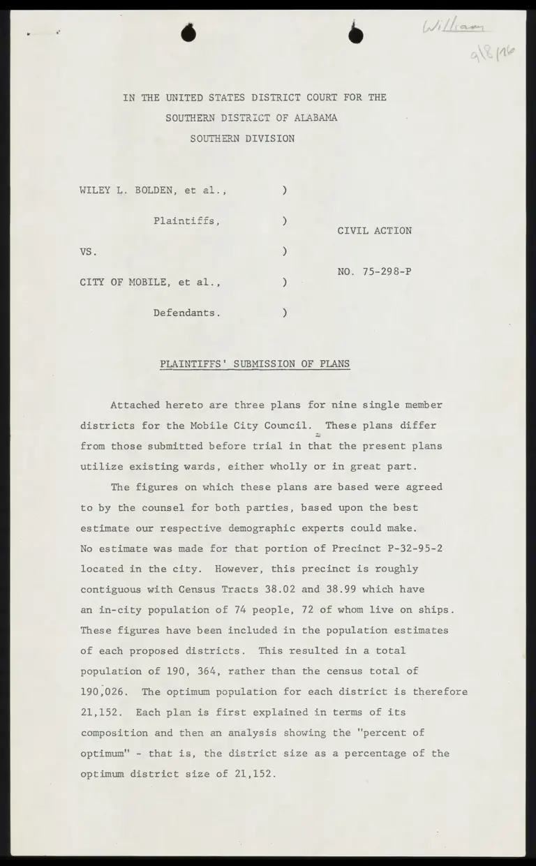 Plaintiffs' Submission of Plans preview
