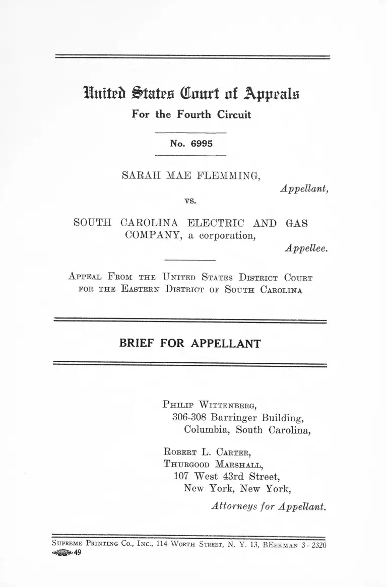 Flemming v. South Carolina Electric and Gas Company Brief for the Appellant preview