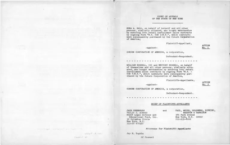 Hall v. Coburn Corporation of America Brief of Plaintiffs-Appellants preview