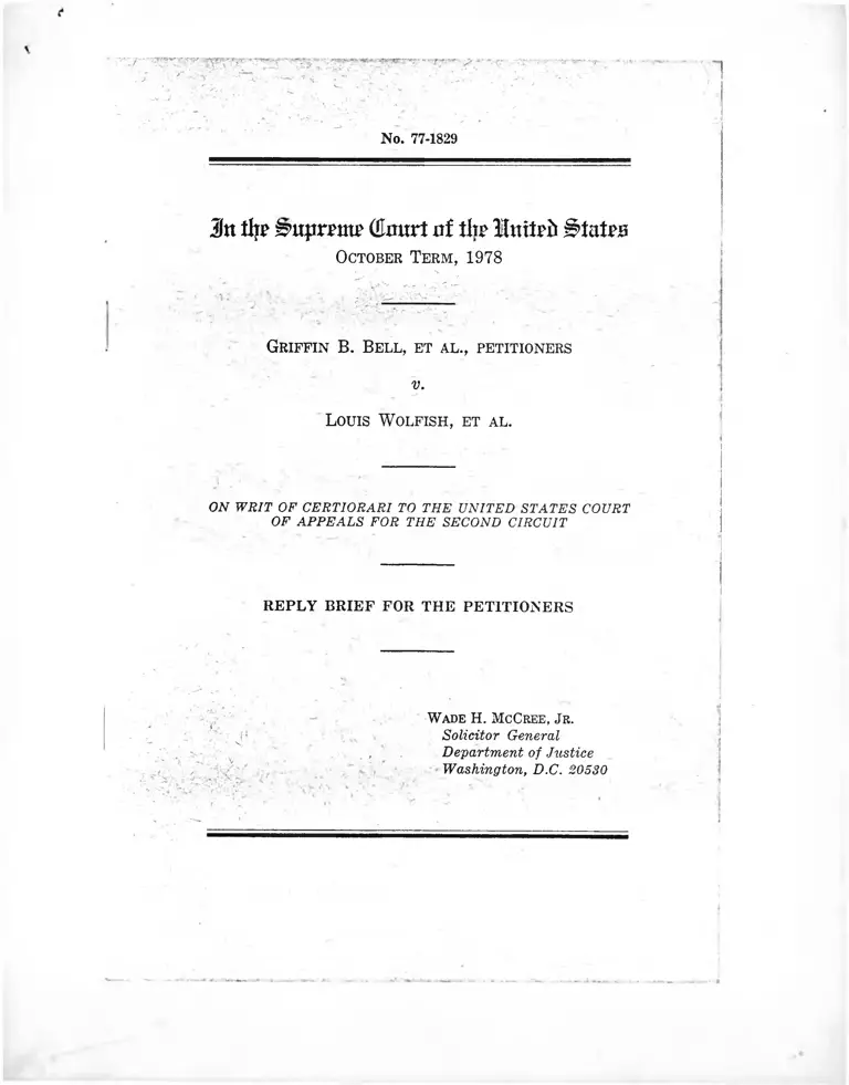 Bell v. Wolfish Reply Brief for the Petitioners preview