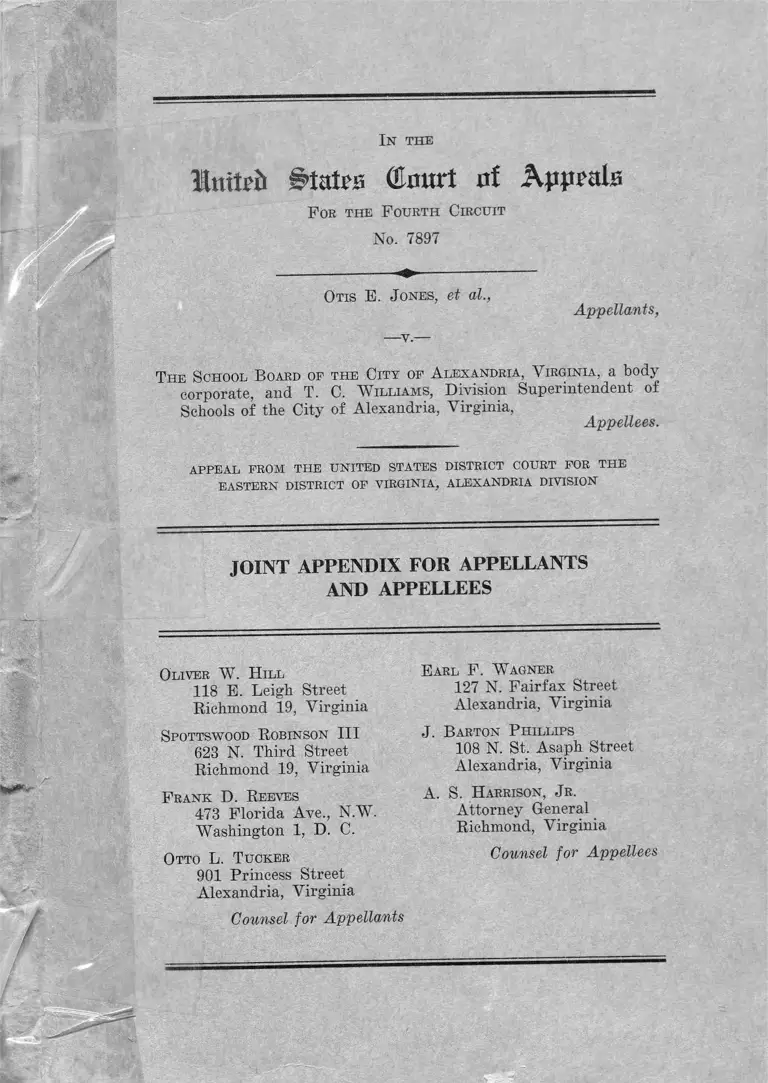 Jones v. The School Board of the City of Alexandria, Virginia Joint Appendix for Appellants and Appellees preview