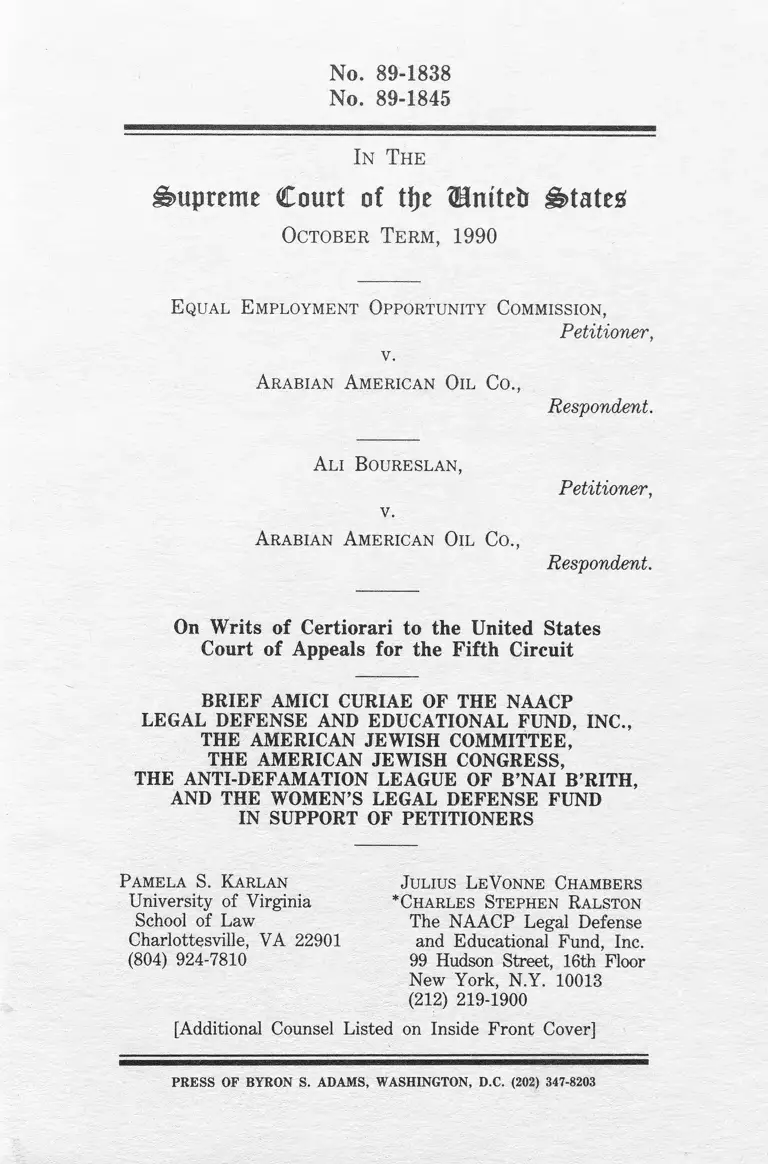 Equal Employment Opportunity Commission v. Arabian American Oil Co. Brief Amici Curiae preview