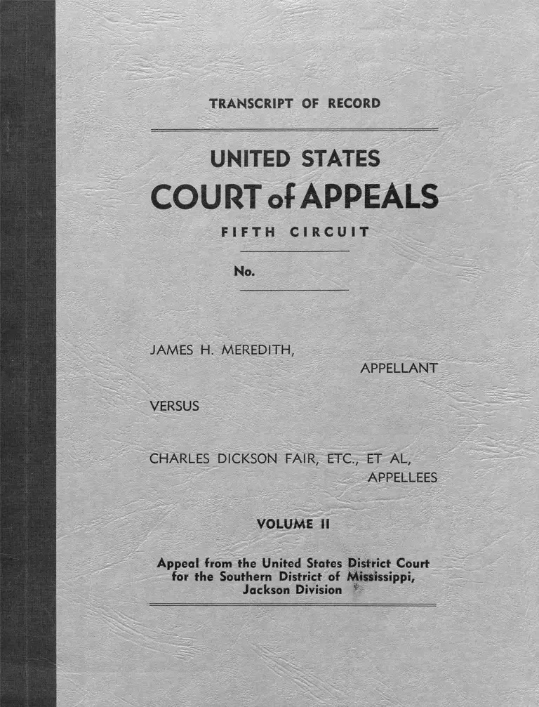 Meredith v. Fair Transcript of Record Vol. II preview