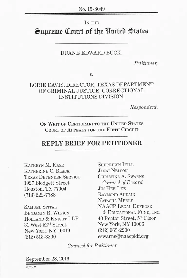 Buck v Davis Reply Brief for Petitioner preview