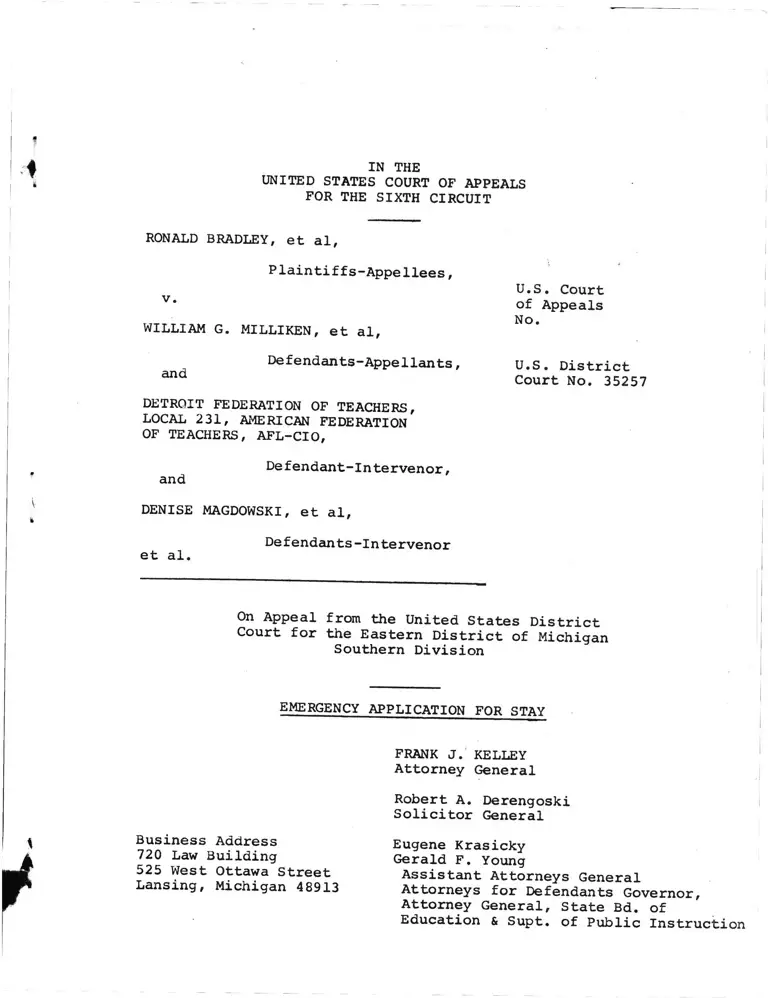 Emergency Application for Stay and Affidavit in Support of Application preview