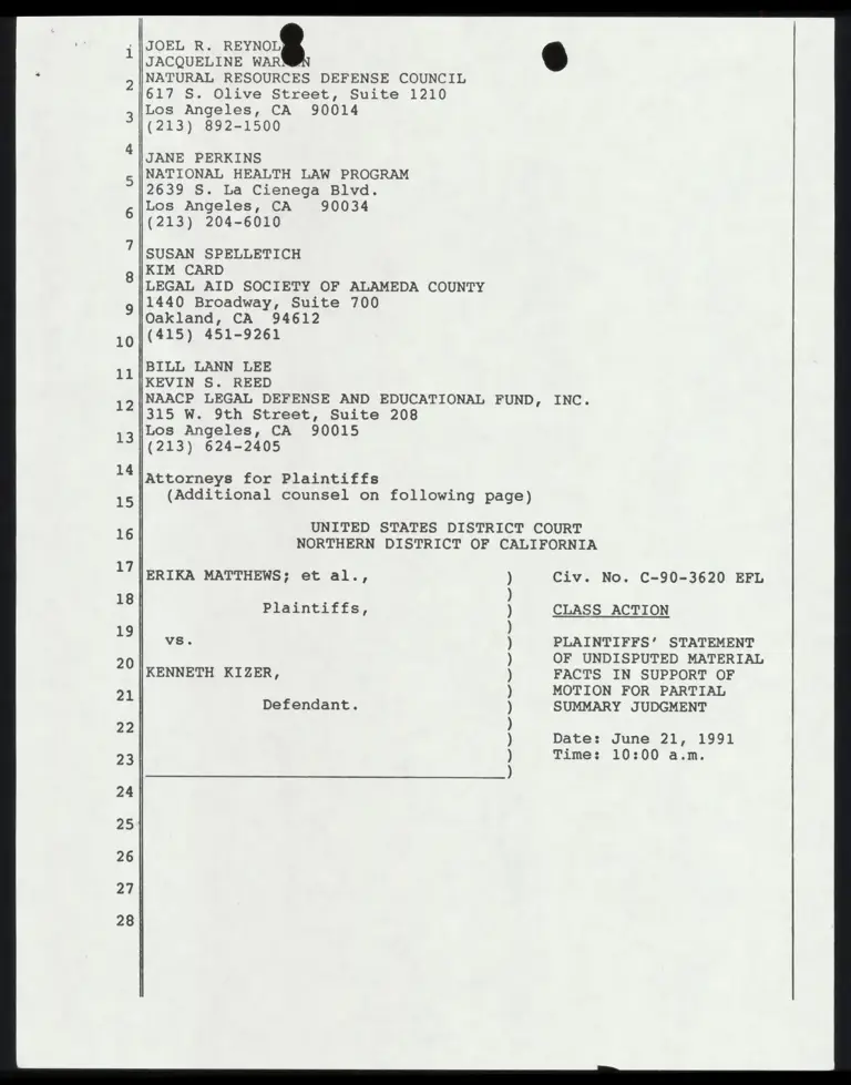 Plaintiffs' Statement of Undisputed Material Facts in Support of Motion for Partial Summary Judgement preview