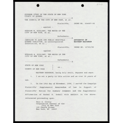 Affidavit of Matthew Kadushin preview