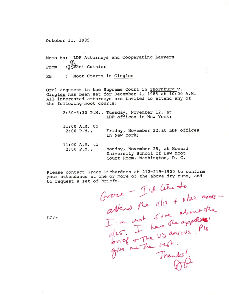 Memorandum from Guinier to LDF Attorneys and Cooperating Lawyers preview
