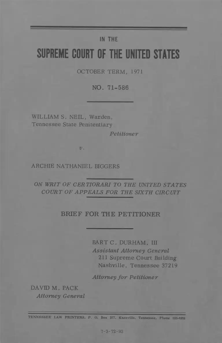 Neil v. Biggers Brief for the Petitioner preview