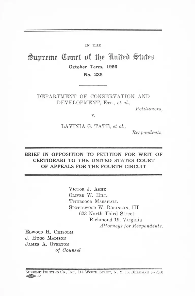 Department of Conservation and Development v. Tate Brief in Opposition for Writ of Certiorari preview